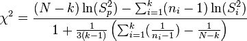 bartlett's test formula